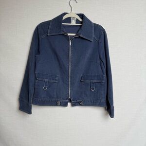 Vintage Anvil Brand Denim Jacket Workwear Utility Blue Zip Front- Medium